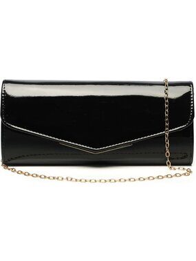 〽️ Women's Black Patent Leather Envelope Clutch Purse Evening Crossbody Bag